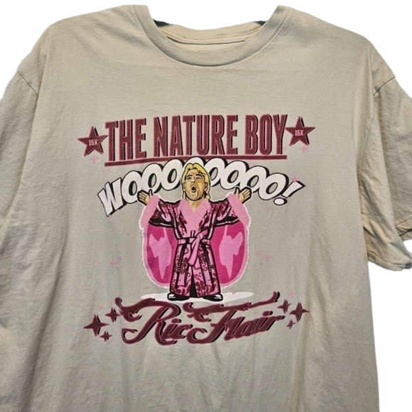 WWLegends Ric Flair The Nature Boy T-Shirt Grey & Pink 100% Cotton Size XL - Picture 2 of 4